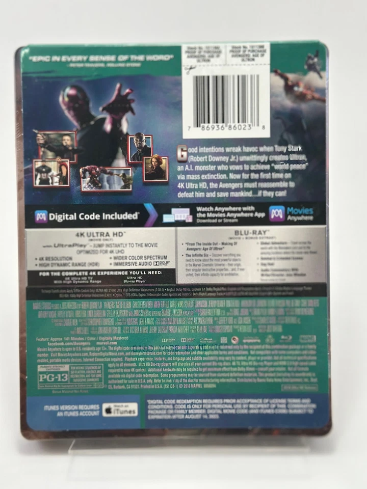 READ DAMAGED Avengers: Age of Ultron SteelBook + 4K + Blu-ray + Digital Marvel - Image 2 of 4