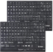 2 Pack Universal English Computer Stickers, Keyboard Replacement Letters English