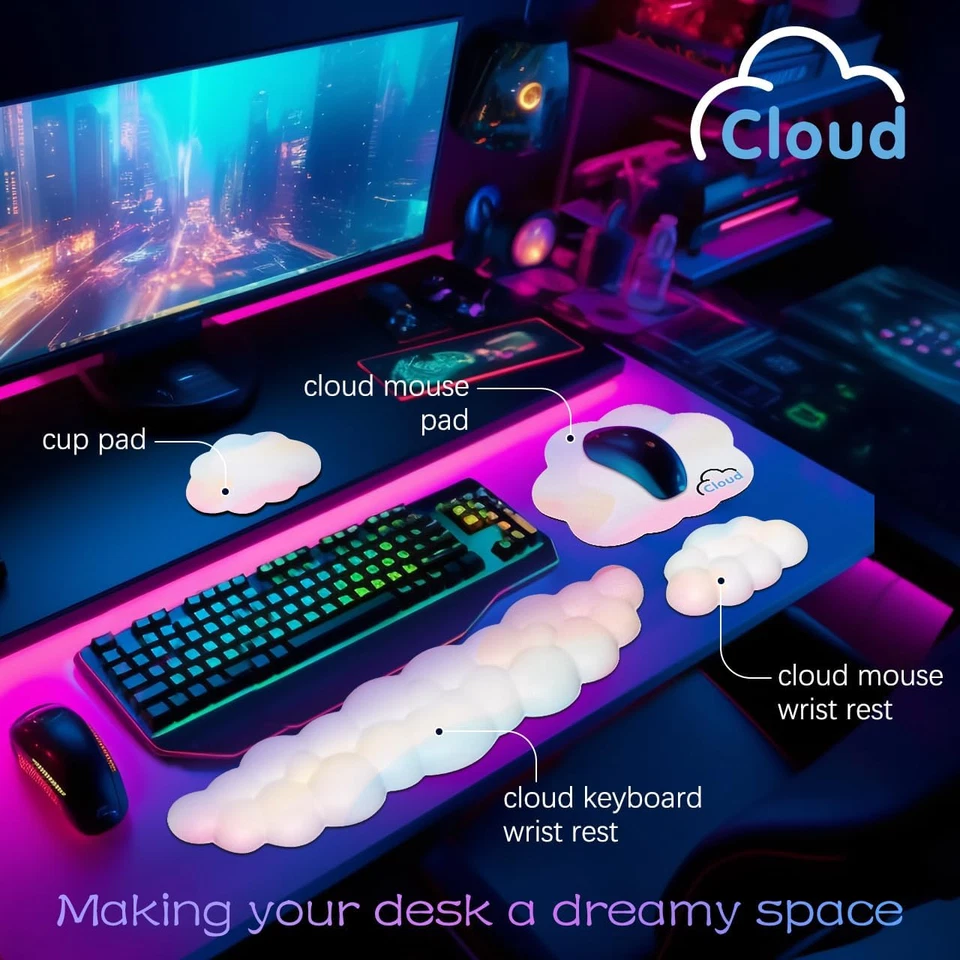 Cloud Wrist Rest Keyboard Palm Rest with Non-Slip Base for Computer Gaming Wrist - Image 2 of 4
