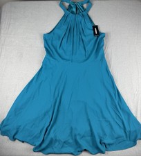 Express Women's Solid Teal Mini Dress~Size 4~Halter Neck~Sleeveless~New W/ Tags!