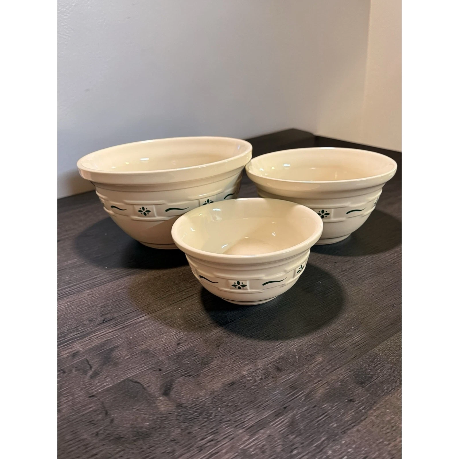 Longaberger Pottery Woven Traditions Nesting Mixing Bowls - Set of 3