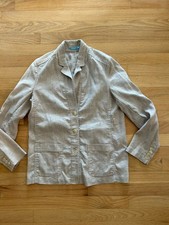 J.Mclaughlin Linen blend jacket blazer Sz S oatmeal beige Womens Preppy