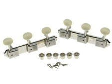 Nickel w/Aged White 3 per side 3x3 on a Plate Vintage Guitar Tuning Keys Tuners