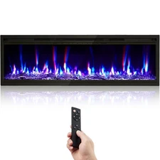 68 in Electric Fireplace Inserts 1500W Recessed ＆ Wall Mounted Fireplace Heater