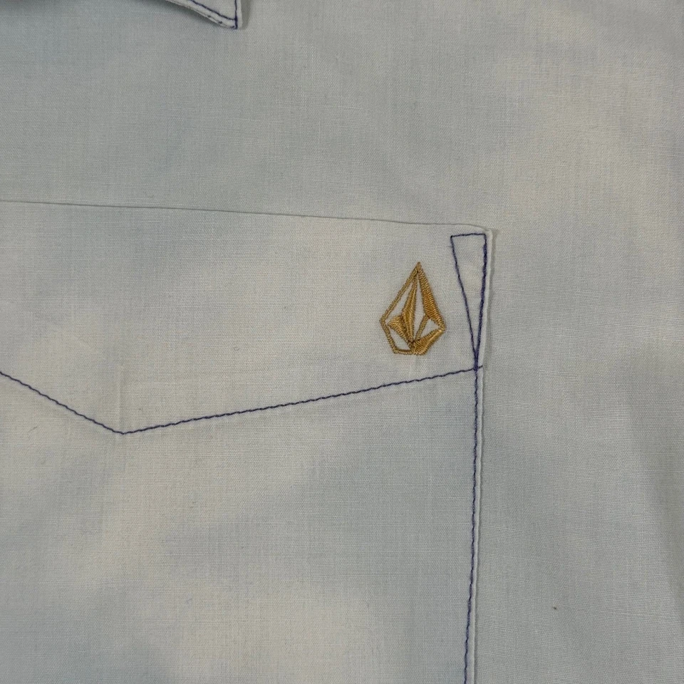 Volcom Mens L Large Long Sleeve Button Down Shirt Blue Dye Casual Top - Image 4 of 4