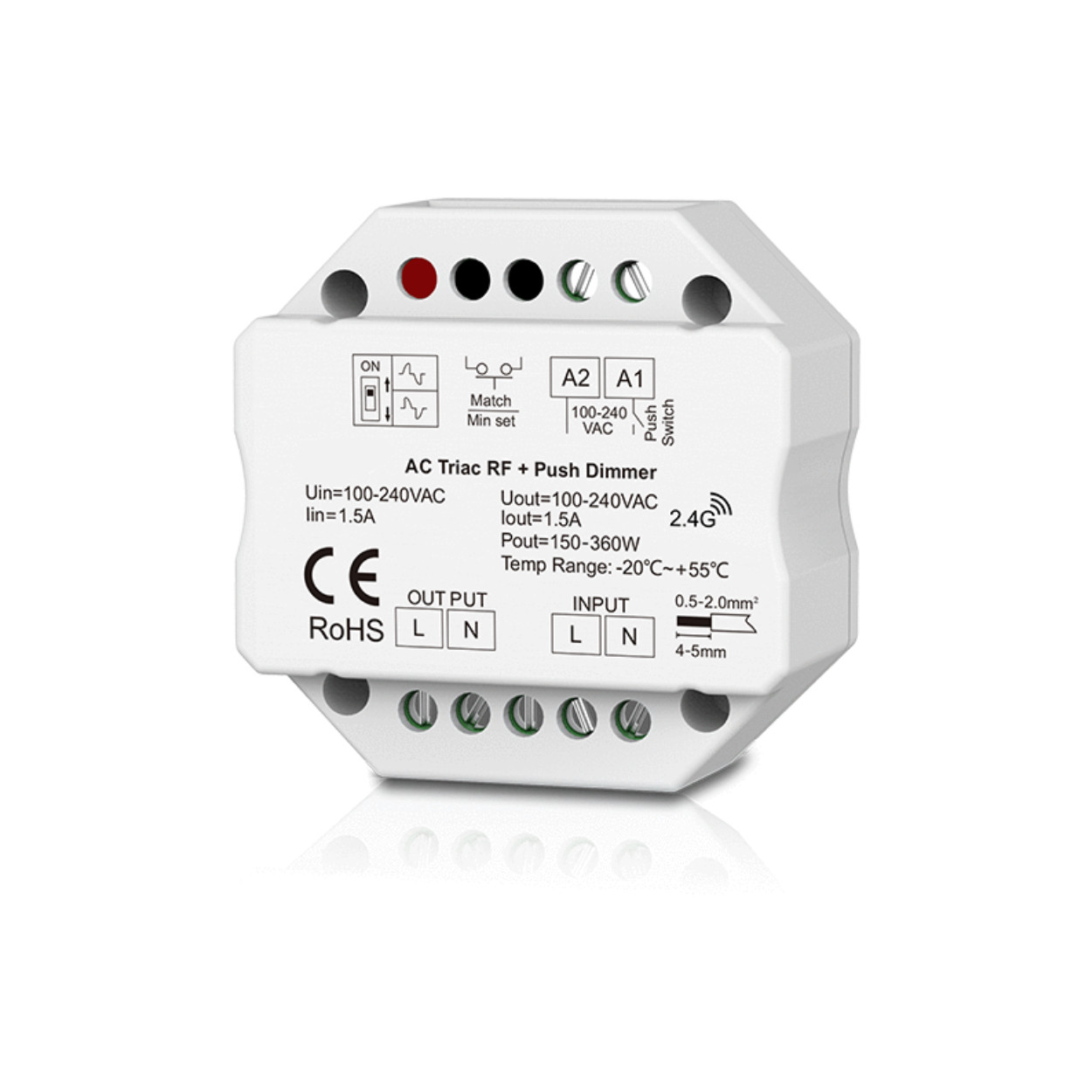 Dimmer LED RF 2.4G + Push 230V: Taglio di Fase Leading/Trailing Edge
