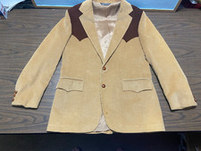 Vintage 70s Levis Western Wear Mens corduroy blazer with suede USA Made 42R