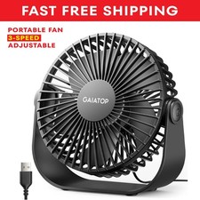 USB Desk Fan 5.5 Inch Portable Table Fan 3 Speeds Quiet Rotating Airflow Rotate