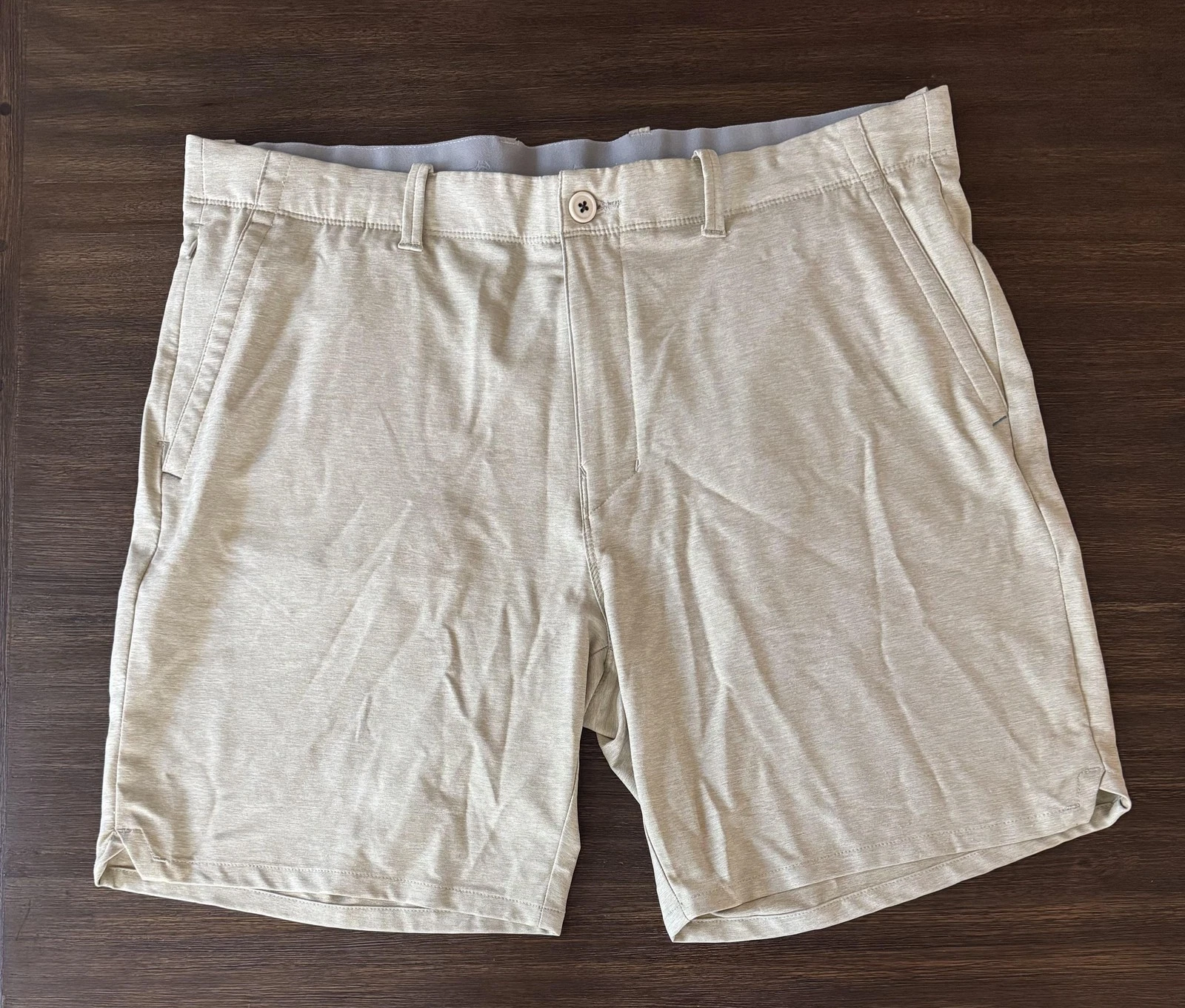 Tommy Bahama Shorts Mens 38 Khaki Heather Performance Golf Marlin Logo Casual