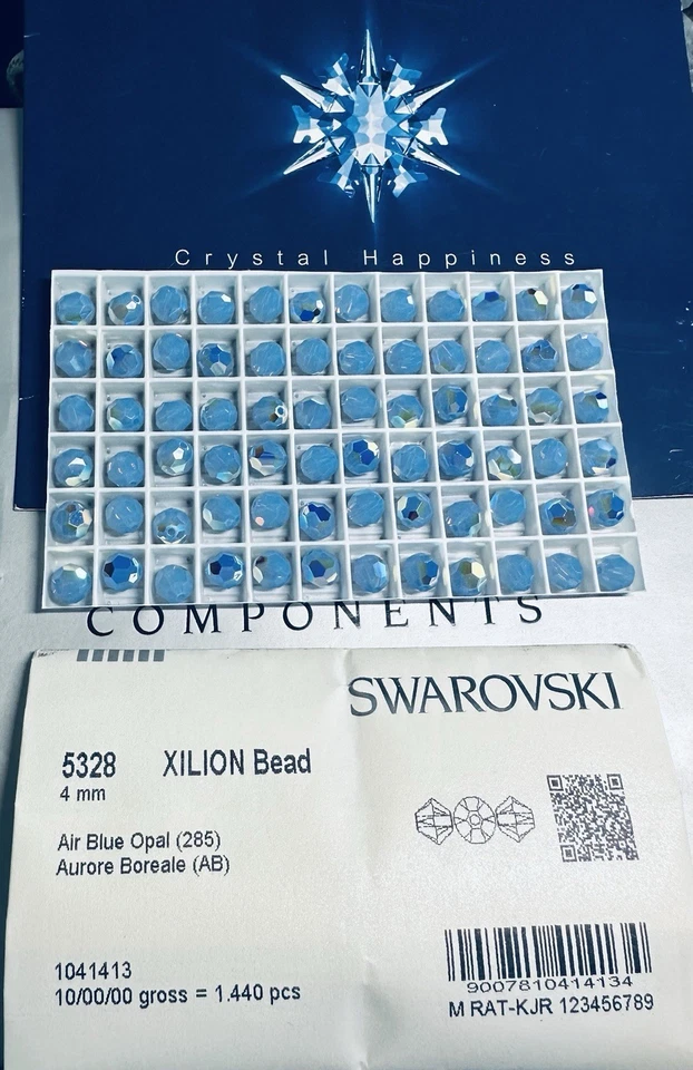 Swarovski Bi-cone Beads 5328 4mm Air Blue Opal AB 1440 pcs Sealed Pack - Image 3 of 3