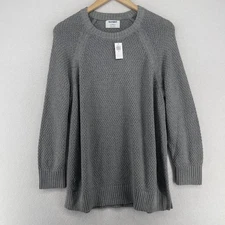 OLD NAVY Sweater Womens M Loose Textured Tunic Pullover Cotton Blend Gray NEW