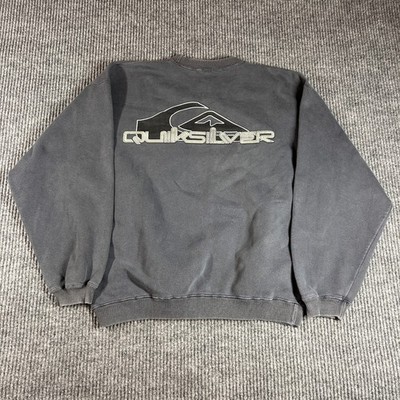 Quiksilver Sweatshirt Men's L Crewneck Sweatshirt Gray Graphic Surf Skate