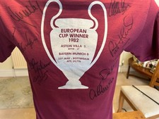 ASTON VILLA EUROPEAN CUP WINNERS 1982 SHIRT WITH 11 LEGENDARY SIGNATURES