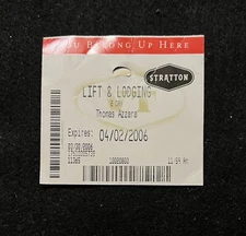 STRATTON 4/2/2006 Ski Lift Ticket VERMONT Skiing Resort Travel Souvenir