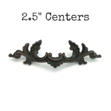 Vintage French Provincial Drawer Pull 2.5" Centers Warm Brass Tone Handle LH9