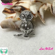 Mechanical Owl - 925 Sterling Silver - Locket Pearl Cage Pendant - Hold 6-10mm