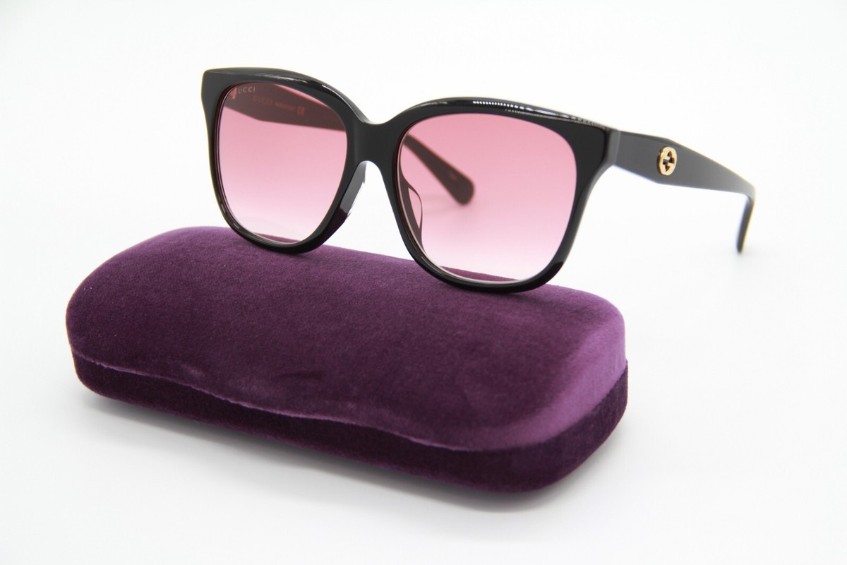 New Authentic Gucci Black and Pink Sunglasses GG0800SA 002 NEW GUCCI GG0800SA 002 BLACK FRAME PINK LENSES CAT EYE WOMEN  main image 4