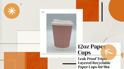 Disposable Coffee Cups 8oz / 12oz with Lids Leak Proof Ripple Cups ...