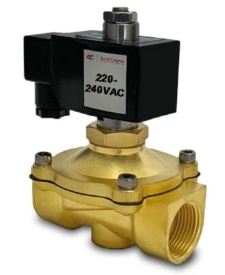 ACE CREW 1 inch NORMALLY OPEN 220V-240V AC VAC Brass Solenoid Valve NPT ONE-YEAR WARRANTY
