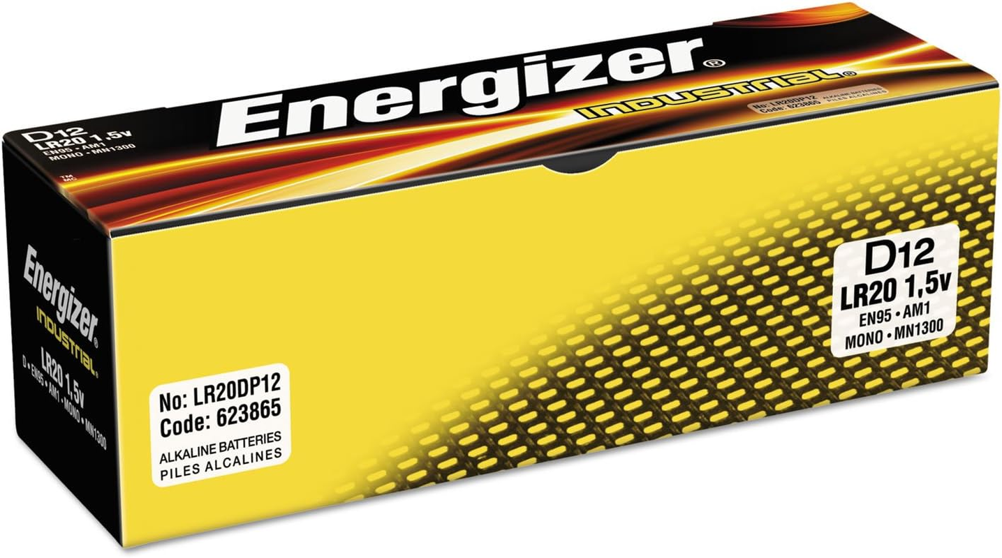 Industrial EN95 Size D Alkaline Batteries: 24 Count
