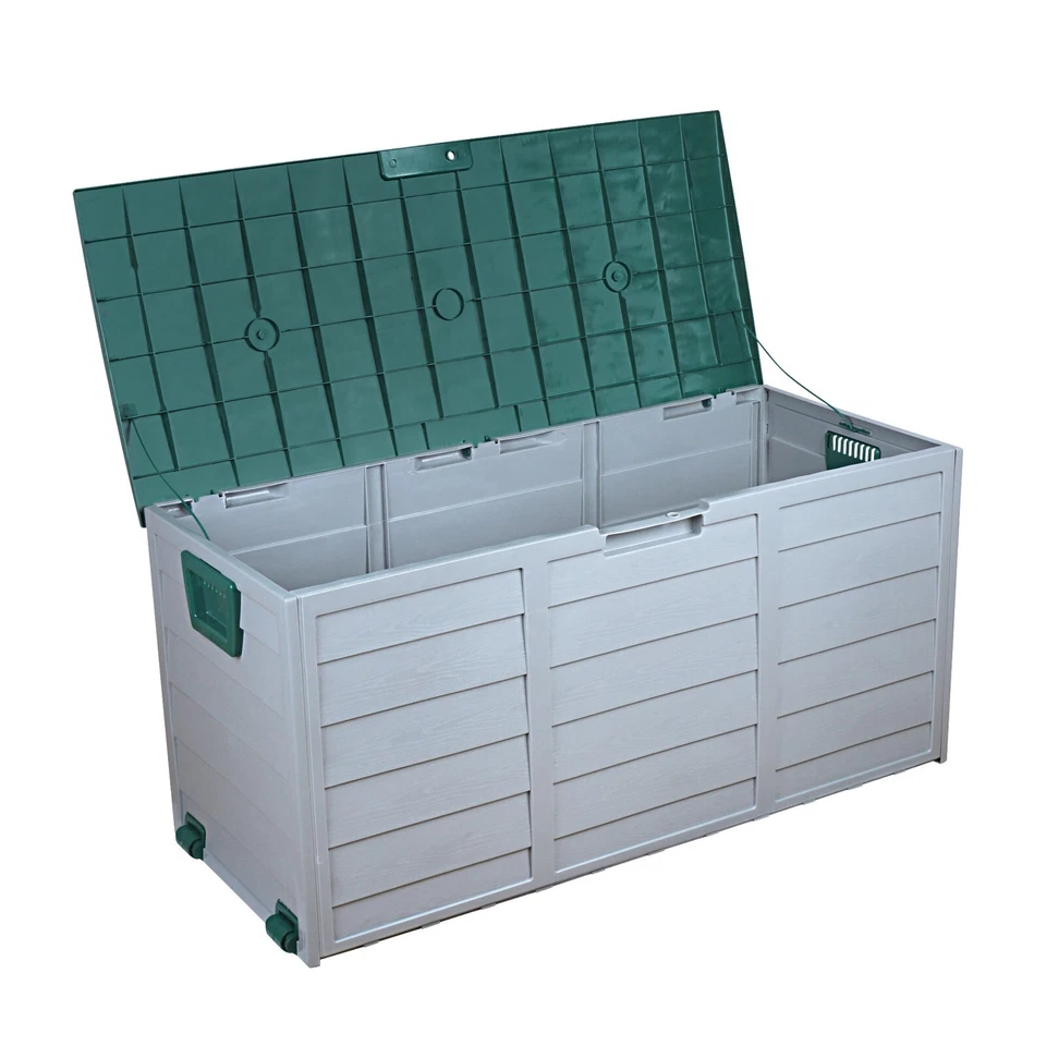 OUTDOOR GARDEN PLASTIC STORAGE SEAT UTILITY CHEST CUSHION SHED BOX TOOLS