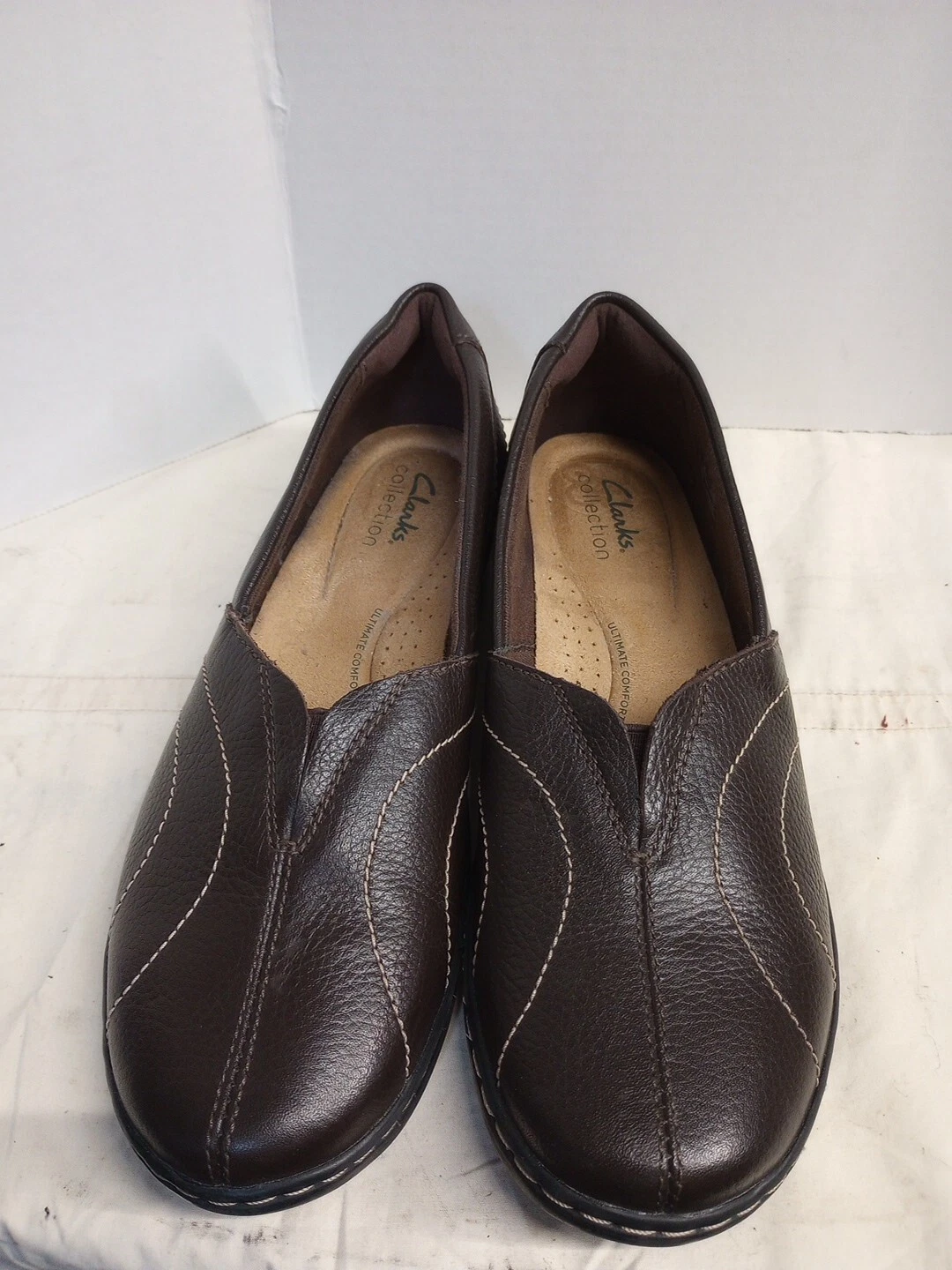 Mocassini casual Clarks Collection da donna taglia 8M 28850 marroni in pelle