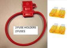 (2) 16 GAUGE ATC FUSE HOLDER With Cover + (2) 5 AMP FUSES IN-LINE 16 AWG COPPER