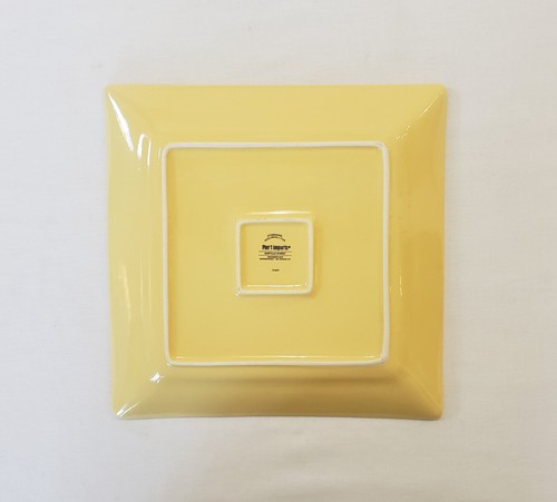 Pier 1 Dinner Plates 10 1/4" Martillo Mango Yellow Square Rustic Rim Set Of 2 - Picture 4 of 7