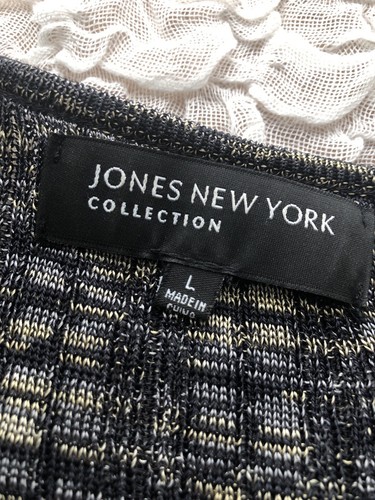 Jones New York L layered sweater blouse navy grey long sleeve workcore casual - Picture 7 of 13