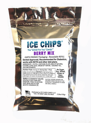 ICE CHIPS XYLITOL CANDY; Keto Friendly, GF (5.28oz Pouch) 18 Flavors Available!