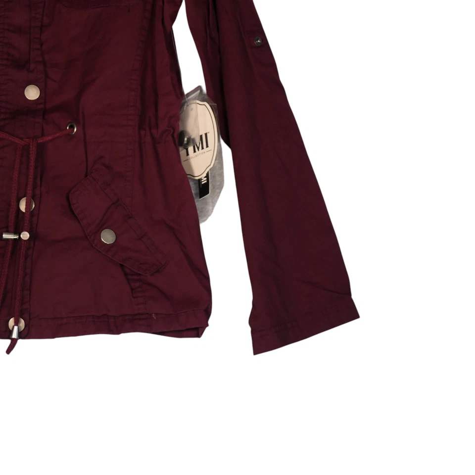 NEW YMI Jacket Coat Womens S Maroon Cotton Linded Chore Coat Hooded Pockets - Image 4 of 4