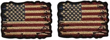 DISTRESSED AMERICAN USA FLAG VINTAGE LOOK EMBROIDERED PATCH | 2PC IRON ON  3"X2"