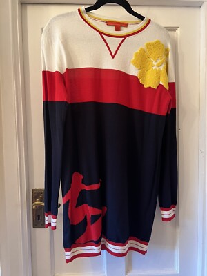 Neu Tommy Hilfiger Pullover weiß, rot & blau Surfer & Blumenmuster, L