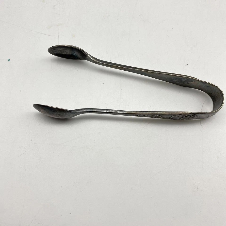 Pinzas de azúcar pequeñas antiguas Atkin Brothers Sheffield plato de plata HA EA FA EPNS Foto 4 de 4