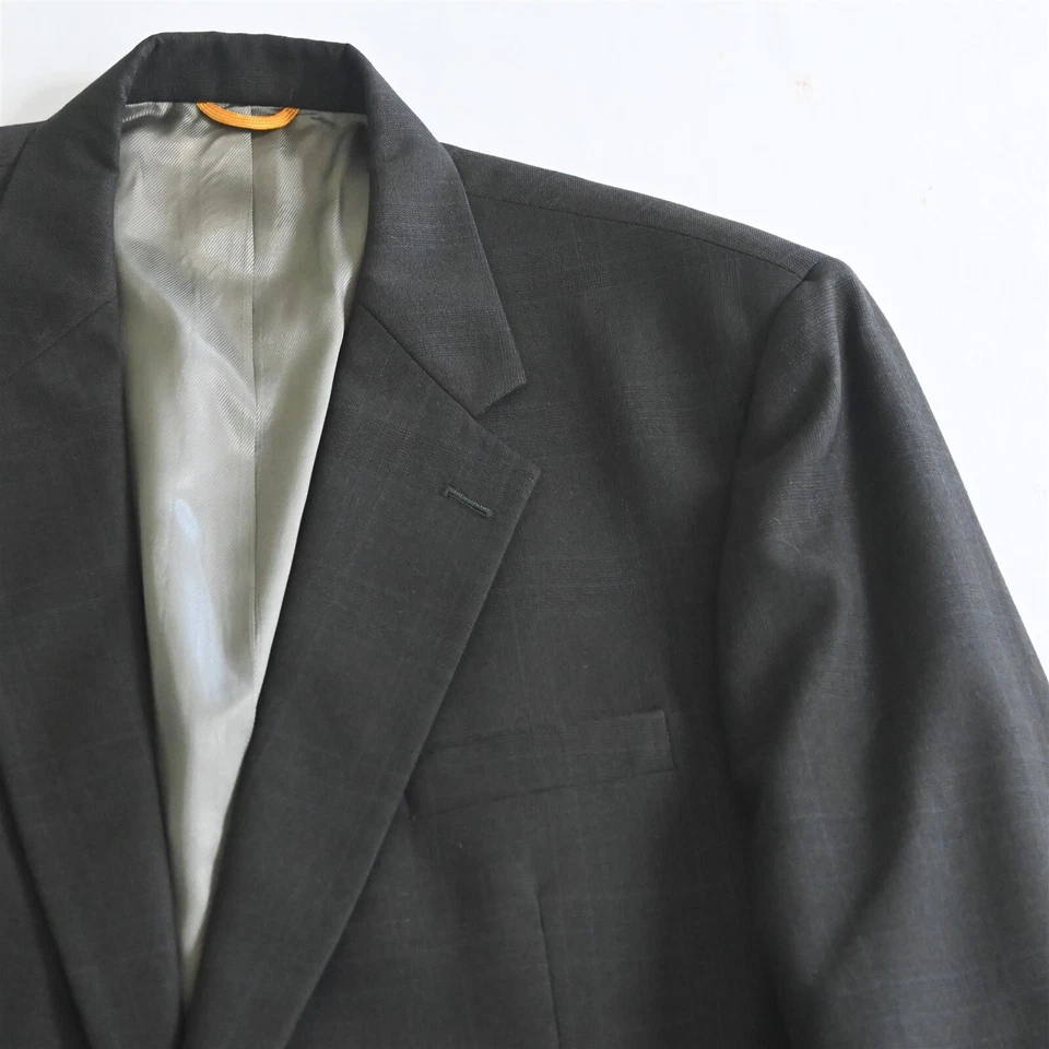 Bill Blass Black Label 46L 38x32 Brown Glenn Check 100% Wool USA Made Suit - Image 3 of 4