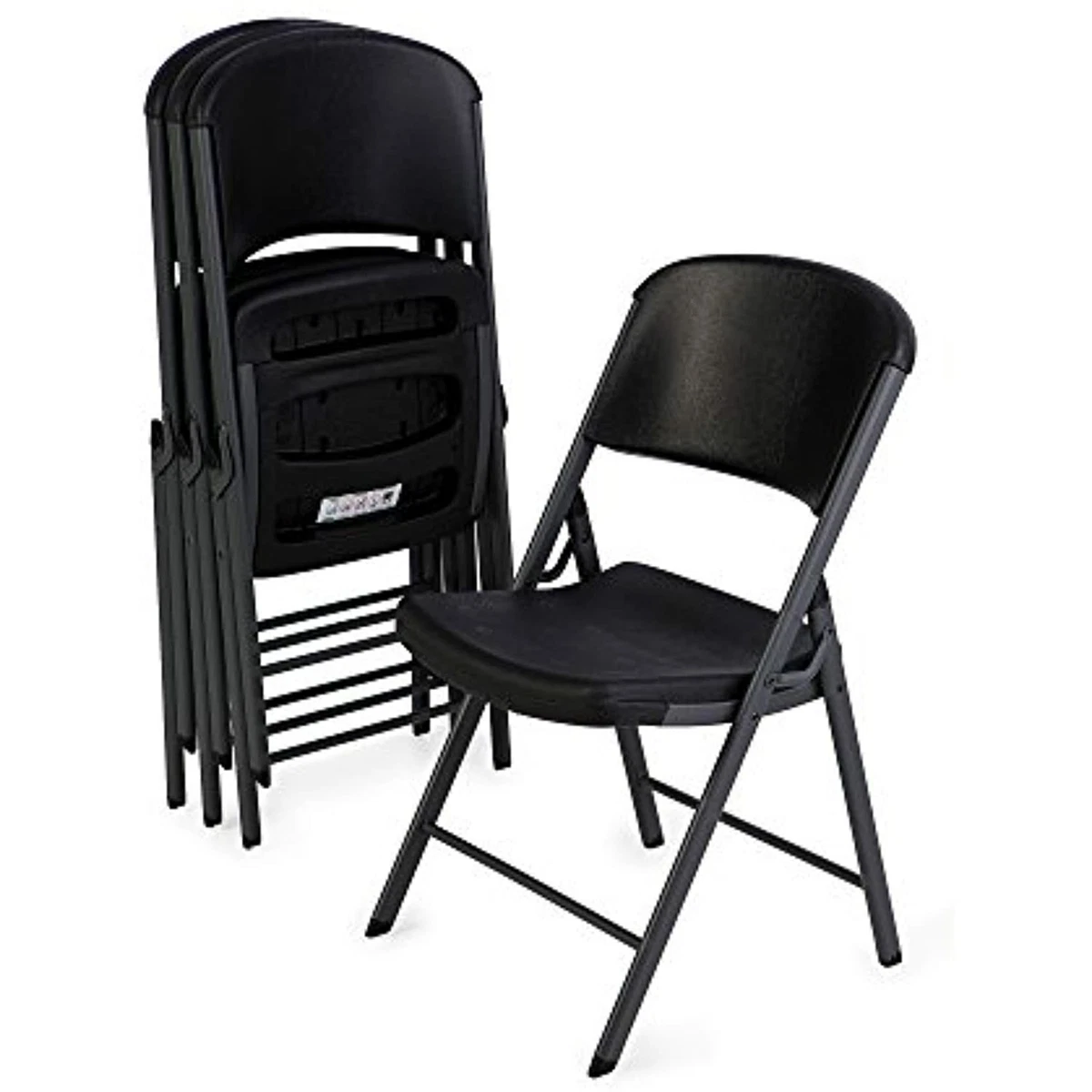 Plastic folding chairs black sale