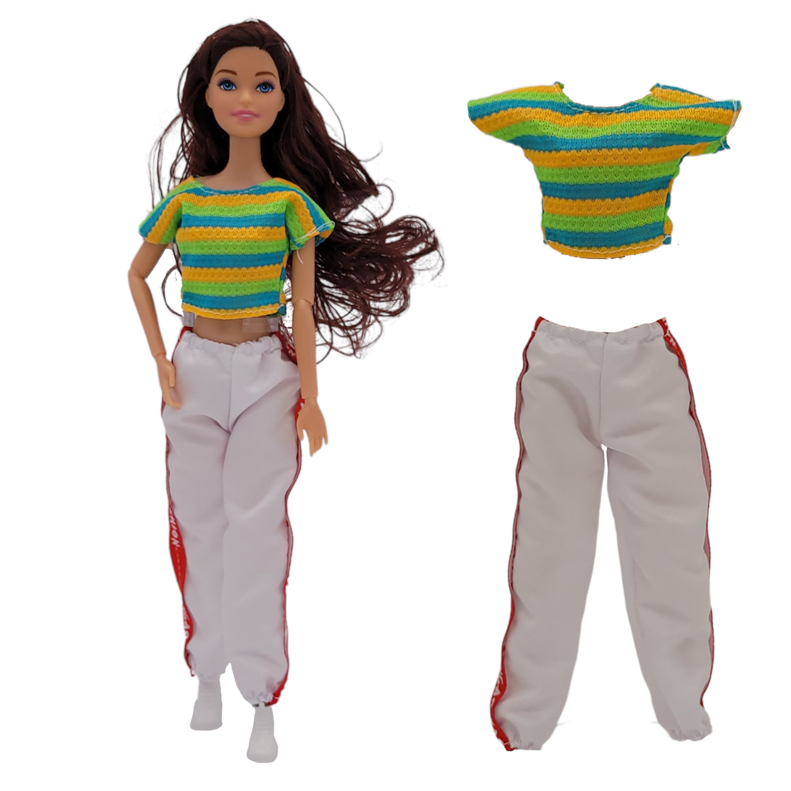 Kleidung Sportmode Hose Leggins Tops Kleider Outfit für Barbie Puppe 4 Sets
