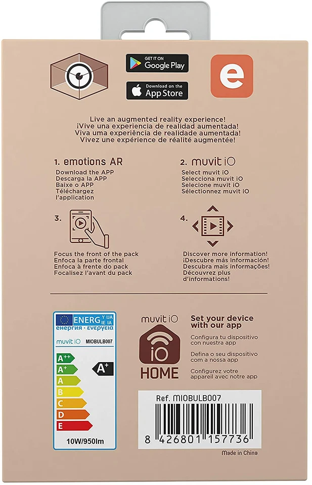 Bombilla inteligente muvit iO Globo E27/10W/950lm RGB+BlancoD95*H160 - Imagen 4 de 4