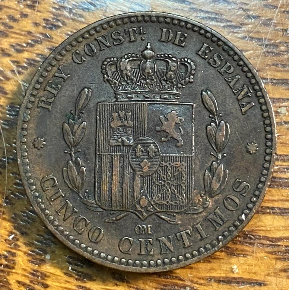 1879-OM España 5 Céntimos Elección Original XF+ KM-663 CHRC Foto 2 de 2
