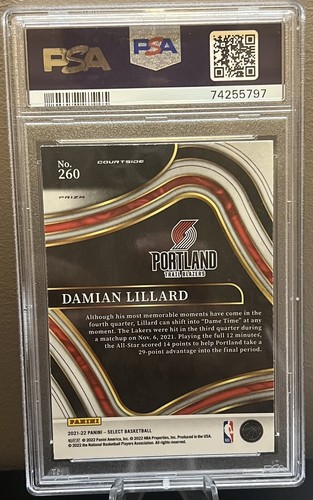 2021 Panini Select Damian Lillard Courtside Elephant Prizm #260 PSA 9 SSP - Picture 2 of 2