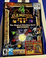 PC CD Rom Platform - Matching Puzzle game 4 ELEMENTS II Plus 2 FREE BONUS Games 