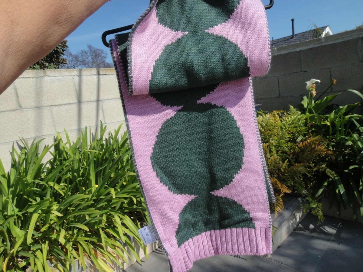 Uniqlo x Marimekko HEATTECH Pink/Green Dot Knitted Scarf Children~7 1/2
