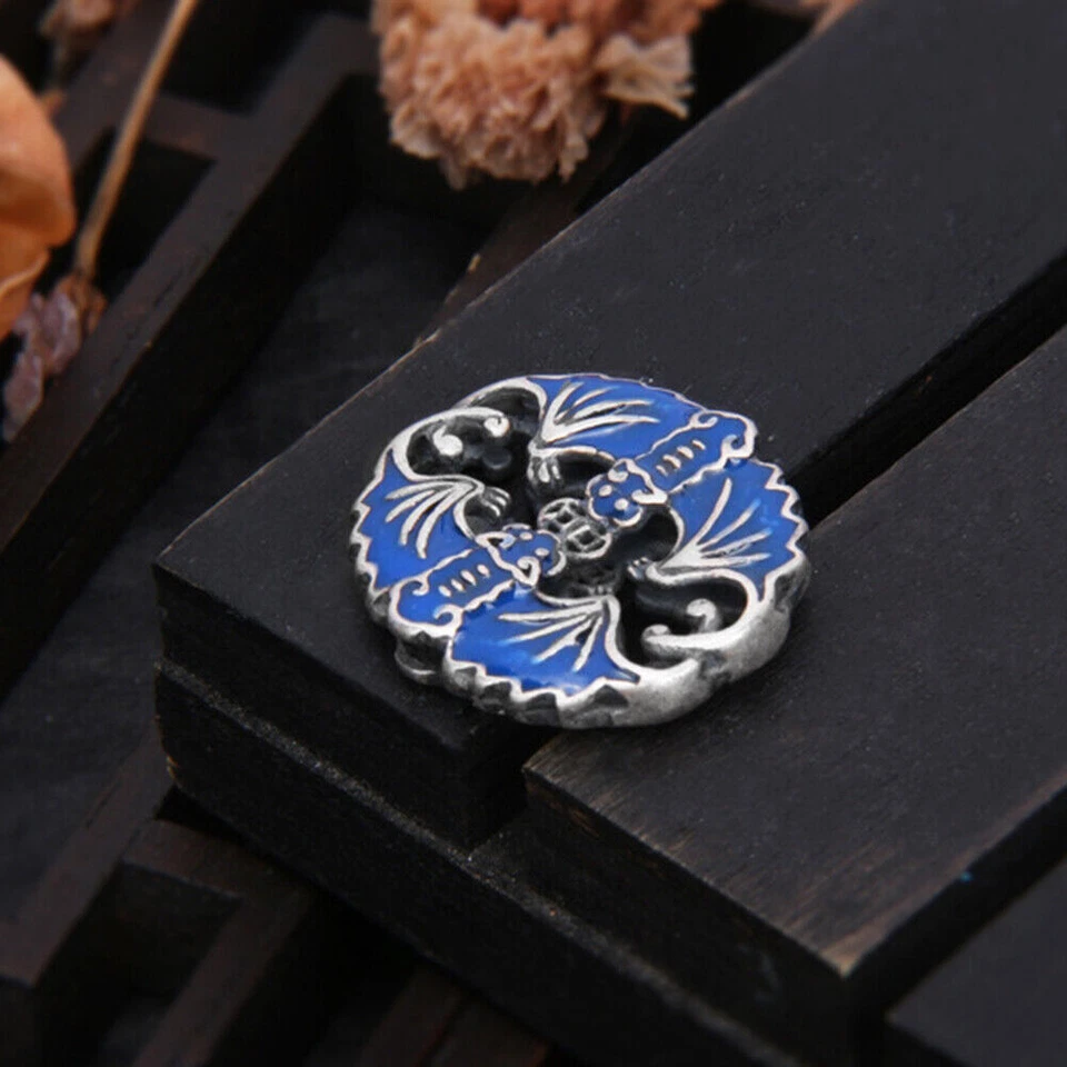 S925 Sterling Silver Women Men Pendant Lucky Blue Enamel Bat Blue Pendant - Image 3 of 4
