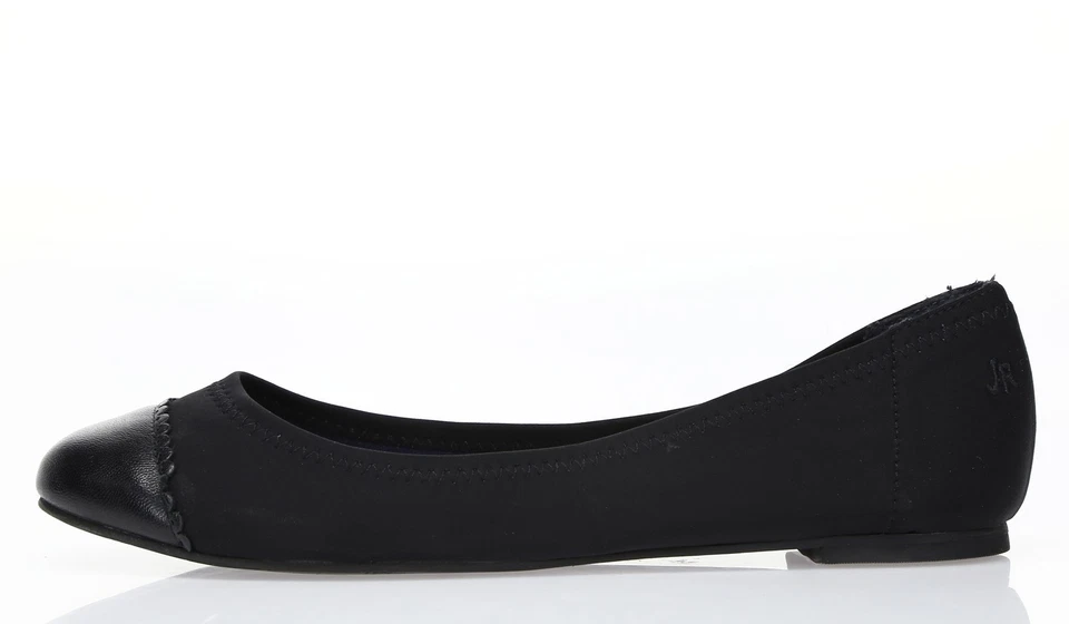 Zapatos planos de ballet Jack Rogers para mujer de cuero negro con puntera sin cordones talla 6 M Foto 2 de 4