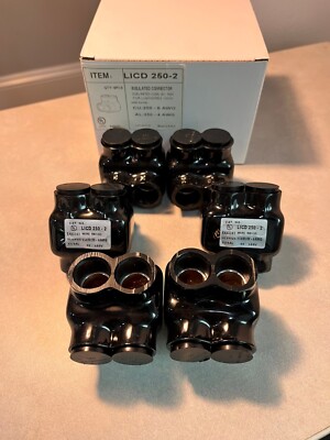 Insulated Multitap (Polaris-type) Connector dual entry 250-6 AWG 2 port 6 pc