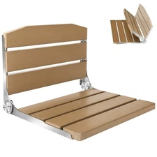 Folding Teak Shower Seat Wall Mounted, Lexda 16” Shower Bench Seat, Shower