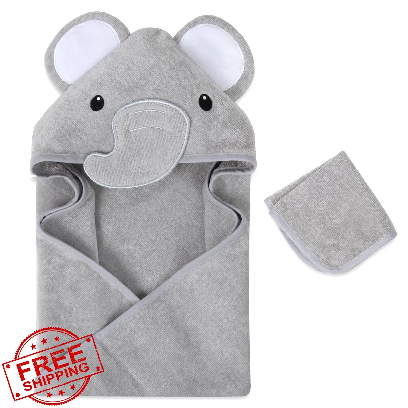 Baby Essentials Hooded Towel Washcloth Elegant Grey Elephant
Opens in a new window or tab