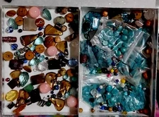 20 Oz Box of Beads and Polished Rocks For Jewelry Making And Crafting 