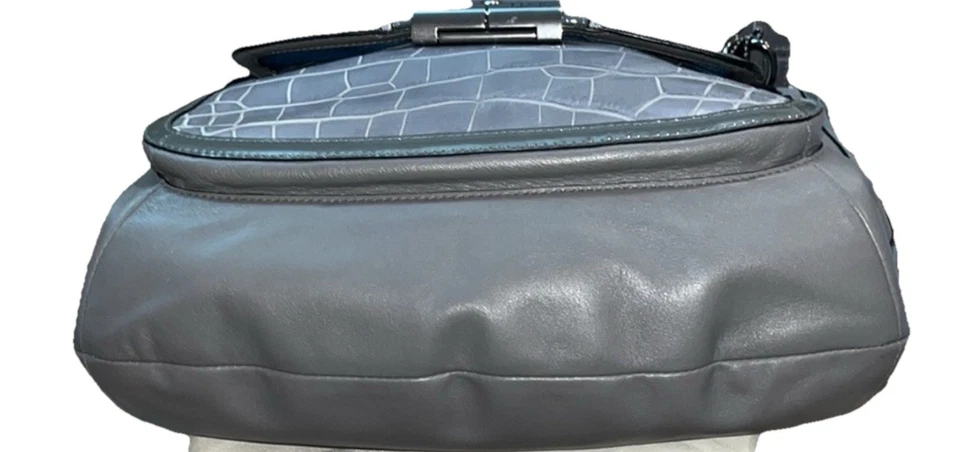 Coach Grey Leather Kristin Spectator Hobo Handbag Purse, Animal Print Top Handle - Image 4 of 4