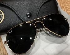 Ray-Ban RB3025 GOLD 58mm Medium Aviators G-15 Green Unisex Sunglasses Perfect 
